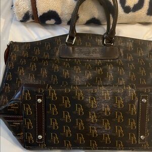 Dooney & Bourke Black and Brown Monogram Shoulder Bag